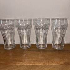 4 x Coca Cola 16oz (450ml) Contour Traditional Clear Glass Embossed Logo New
