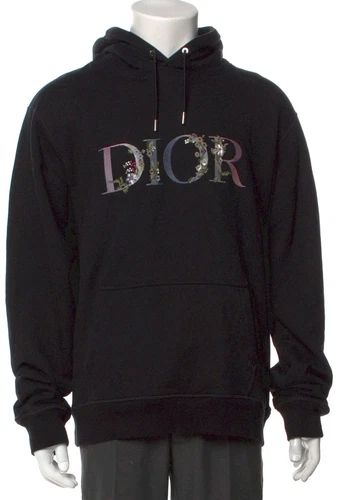 Felpa con cappuccio DIOR UOMO grafica floreale 2021 collezione Kim Jones nera XXL