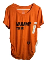 time and tru womens maternity orange t shirt size large mummy to be