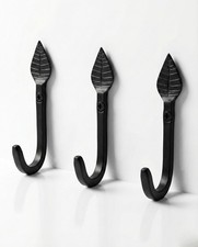 3 PCS Stylish Leaf Shape Hand Forged Wrought Iron Wall Hook Coat Hanger