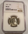 1971 NGC MS66 WASHINGTON QUARTER 25c MS 66