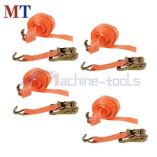 4 Pack Orange Heavy Duty Tie Straps 1.5In x 15Ft 4000 lbs Ratchet Straps J Hook