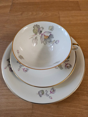 Sammelgedeck 3 tlg., Sammeltasse, Blumendekor, Edelstein, Bavaria