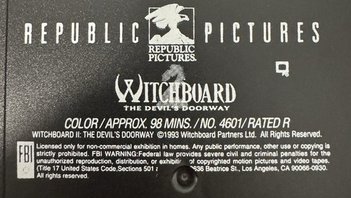 Witchboard 2: The Devils Doorway (VHS, 1993) Horror - TESTED - GREAT - Picture 5 of 5