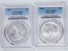 2023 $1 Morgan and Peace Silver Dollar 2-Coin Set MS70 PCGS 48090806