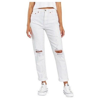 DAZE Denim Jean Women 25 White Straight Distressed Cottagecore Fairy Resort NWT