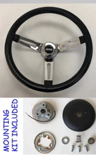 Jeep CJ YJ Wrangler Cherokee Grant Black Chrome Spokes Steering Wheel 13 1/2"