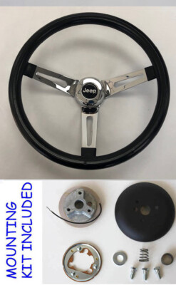 Jeep CJ YJ Wrangler Cherokee Grant Black Chrome Spokes Steering