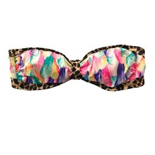 PINK Victorias Secret Bikini Top Strapless Removable Cups Leopard Colorful XS