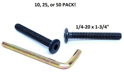 NEW SOCKET JOINT CONNECTOR BOLT 1/4-20 X 45MM (1-3/4'') BLACK (13mm FLAT HEAD) NC