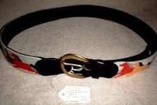 Ladies Leather  Needlepoint Desert Horses Handmade Belt Size Small 29"-33" MZC