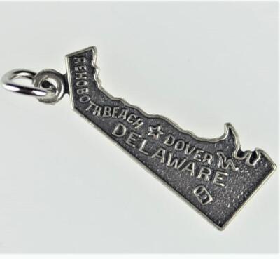 Delaware State Charm Antiqued Sterling Silver Delaware State Charm Antiqued Sterling Silver