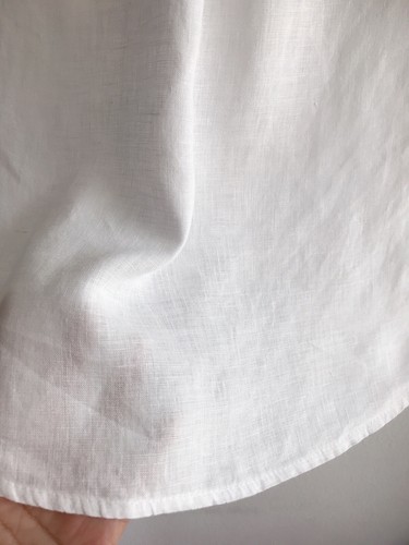 Top Laura Bianchi bianco 100% lino pizzo bottoni scollo a V senza maniche taglia S - Foto 7 di 9