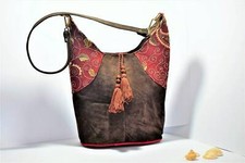 Handmade Hand Embroidered Genuine Suede Leather Embroidered Women's Shoulder Bag