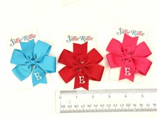 3 Personalized Hairbows Lot, Girls Monogram, Hot Pink Turquoise Red - Initial E