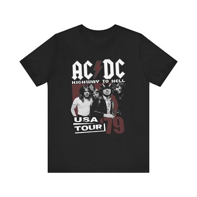AC DC Band Graphic Unisex Tee, Highway to Hell Tour T-Shirt, Clothing
