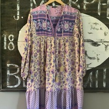 L New Boho Gypsy Floral Maxi Portobello Road Dress Vtg 70s Ins Womens LARGE
