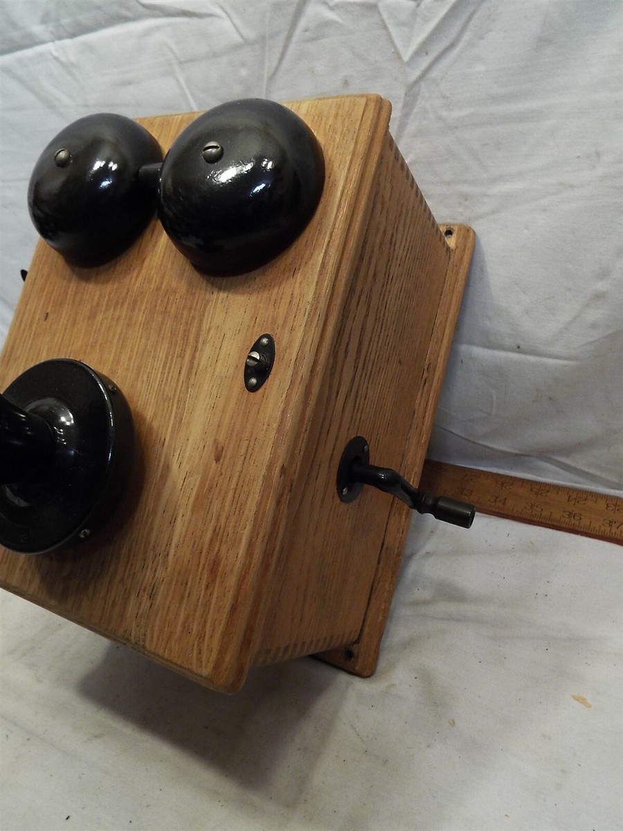 Antique Western Electric Oak Ringer Wall Box Phone Bells Telephone
