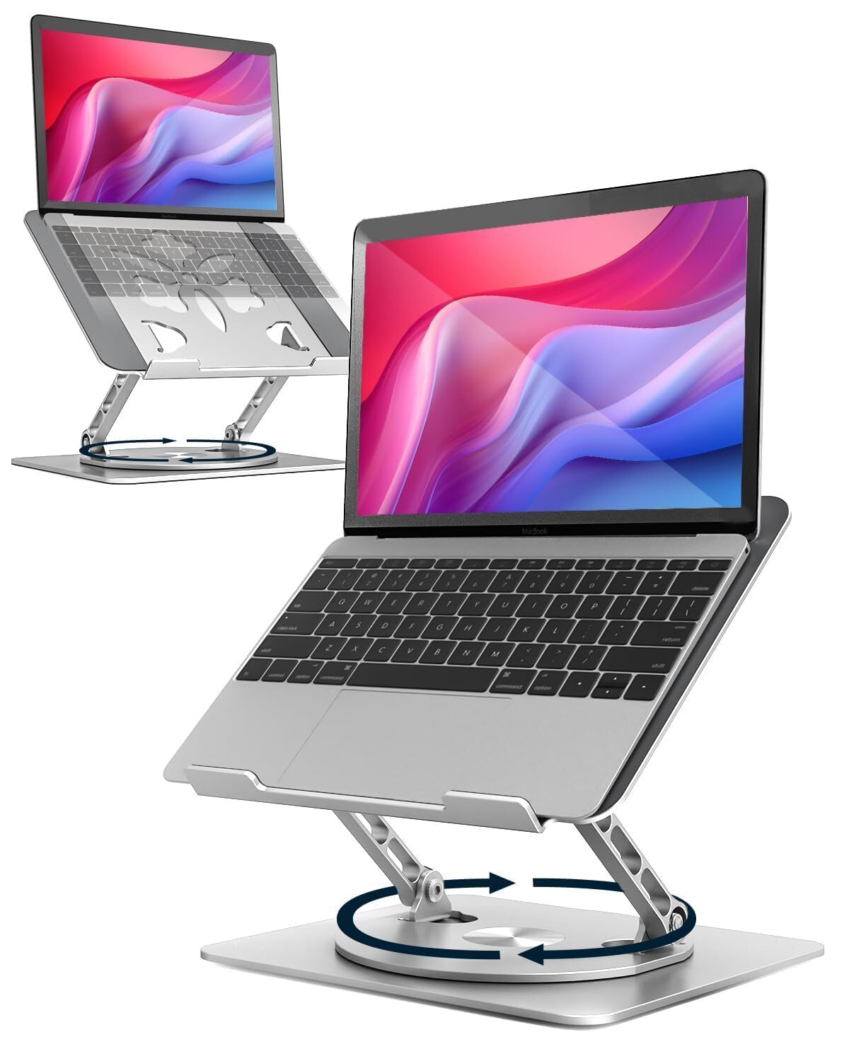Adjustable Laptop Stand for Desk with 360° Rotating Base - Aluminum Ergonomic...