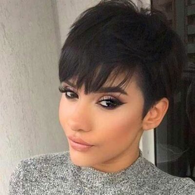 Short Sexy Wig Pixie Cut Human Hair Wigs Natural Looking Boy Cut Wigs With Bangs