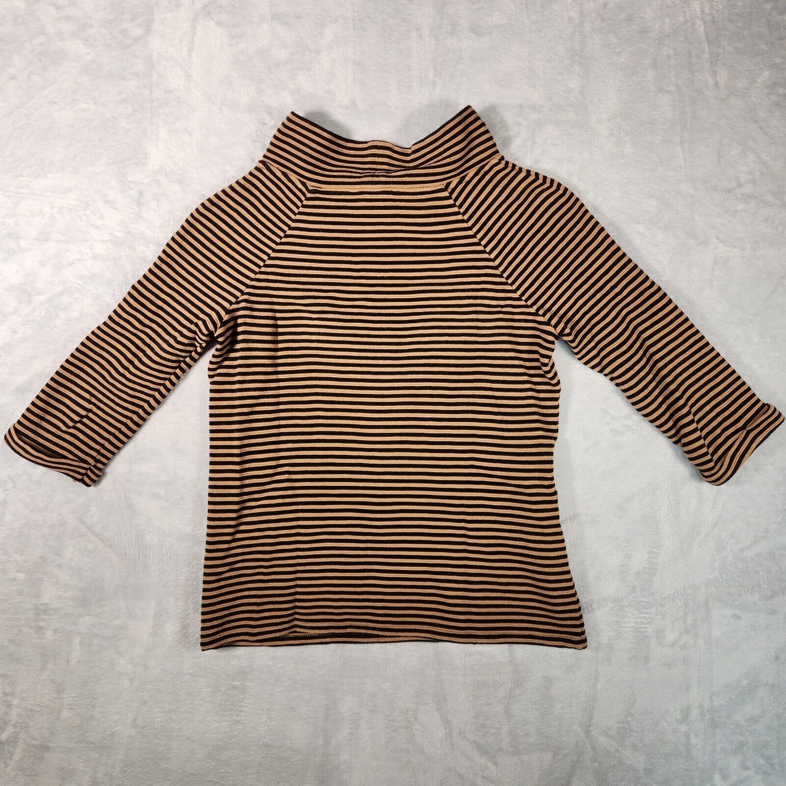 Boden Shirt Womens Size 6 Brown Striped Mock Neck… - image 8