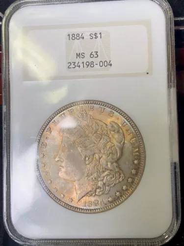 1884 Morgan Silver Dollar, NGC MS 63,Old Fatty Holder,Both Side Toned Beautiful 