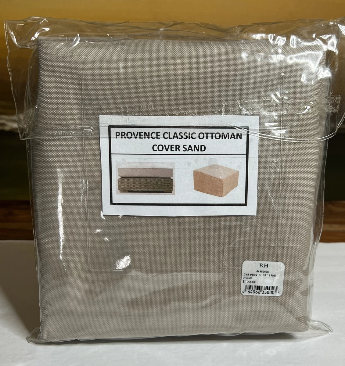 Restoration Hardware Provence Classic Ottoman Cover Sand NEW 119