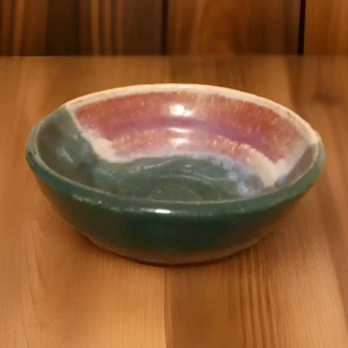 Vintage DLA Don & Linda Asakawa Studio Earthenware 2 tone Bowl  5 7/8"