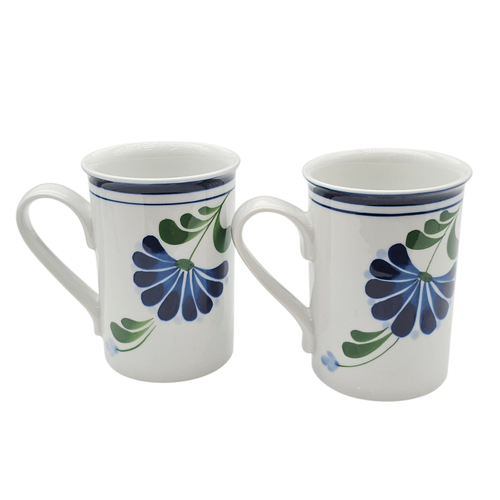 Vintage Dansk Sage Song Coffee Mugs Set Of 4 Cups 10oz White Blue Green Flower - Picture 5 of 17