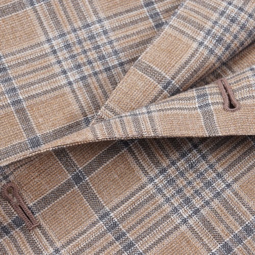 Isaia Light Brown Check Soft Wool-Cashmere-Silk Sport Coat 40R (Eu 50) NWT - Picture 3 of 11