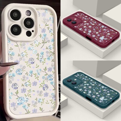 Für iPhone 16 Pro Max 15 14 13 12 11 XS XR 8 7 Blume Stoßfest TPU Fall Abdeckung