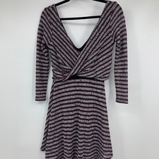 Free People Womens Small Maverick Dress Striped Knit Boho Faux Wrap NEW