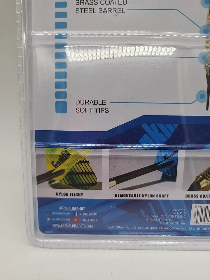 Paquete de 6 dardos Franklin Sports punta suave 18 g de acero recubierto de latón Foto 4 de 4