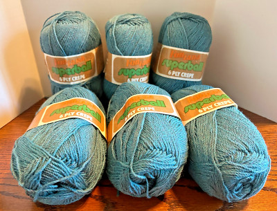 NOS Yarn 6 Skeins Fontana Superball 6 Ply Crepe Wool Twilight Blue New Zealand