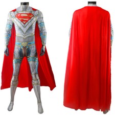 Superman Kal-El Jumpsuit Cosplay 3D Bodysuit Costume Adult Kids Cloak Halloween