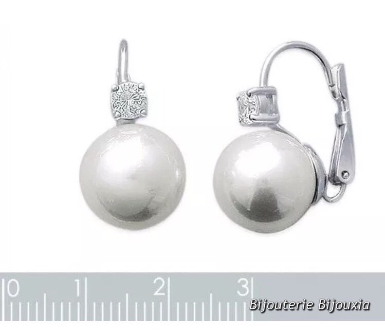 Boucles D'oreilles Vintage Signées CORO - Perles Imitation Et Métal Argenté, à Vis