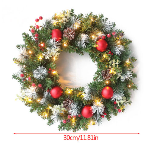 Guirnalda de Navidad LED de 30 cm con luces guirnalda de puerta delantera decoración colgante Reino Unido - Imagen 2 de 13