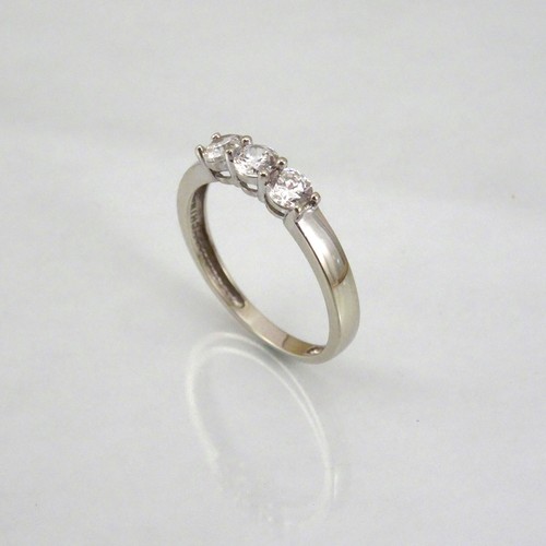 14K White Gold Ring CZ Anniversary Wedding Engagement Cubic Zirconia, F4 - Picture 3 of 8