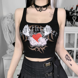 Grunge Emo Aesthetic Graphic Print Tank Tops Women S Gothic Crop Harajuku Y2k Ebay