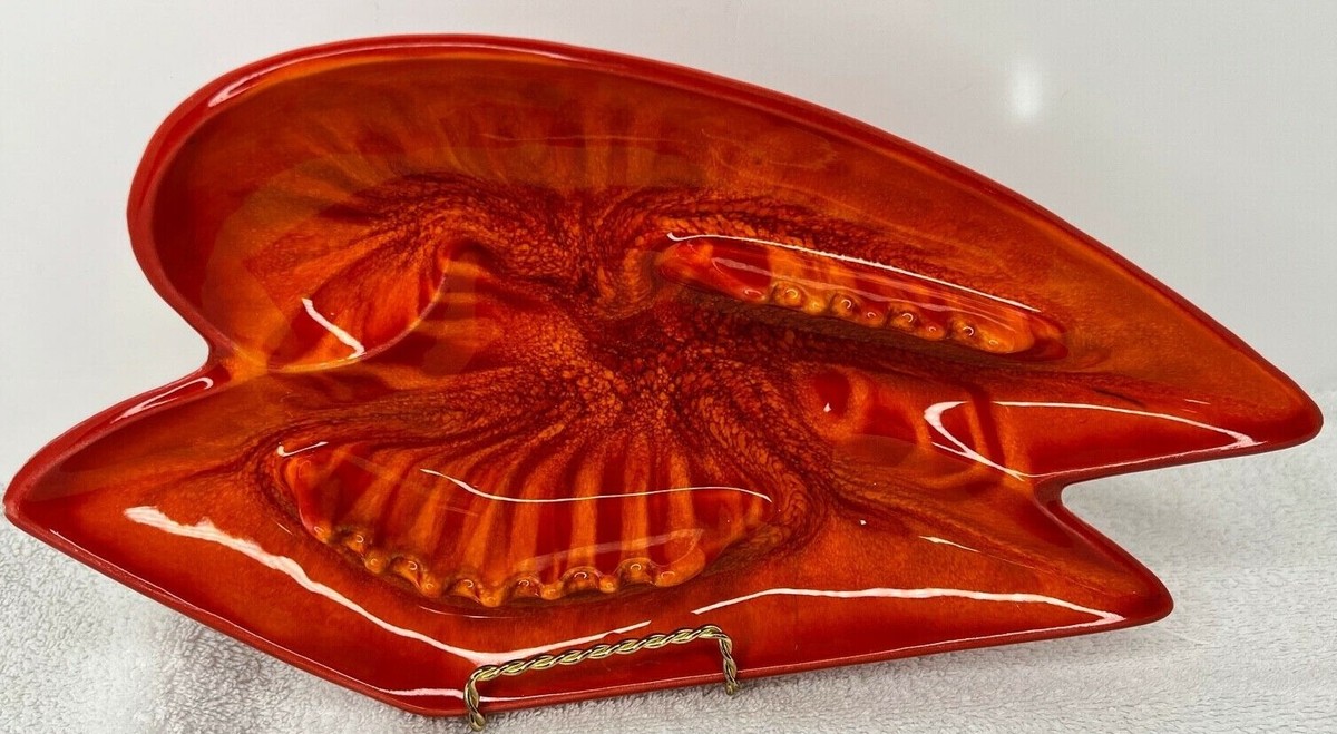 Vintage California USA Pottery 1960 Orange Ceramic Ashtray
