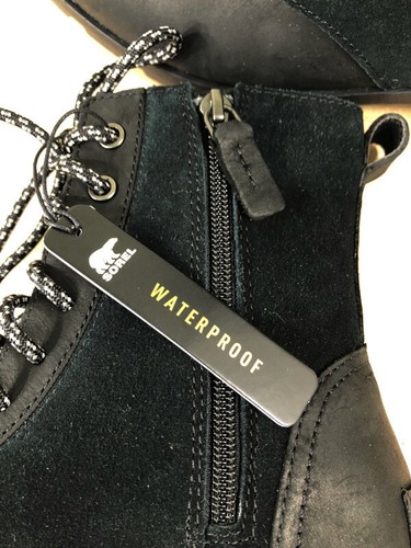 NEW SOREL Womens Emelie Waterproof Leather Lace-Up/Zip Combat Boot US 7.5 Black - Picture 19 of 19