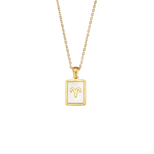 1pc Gold 304 Stainless Steel Twelve Constellations Shell Pendant Necklace - Picture 19 of 35