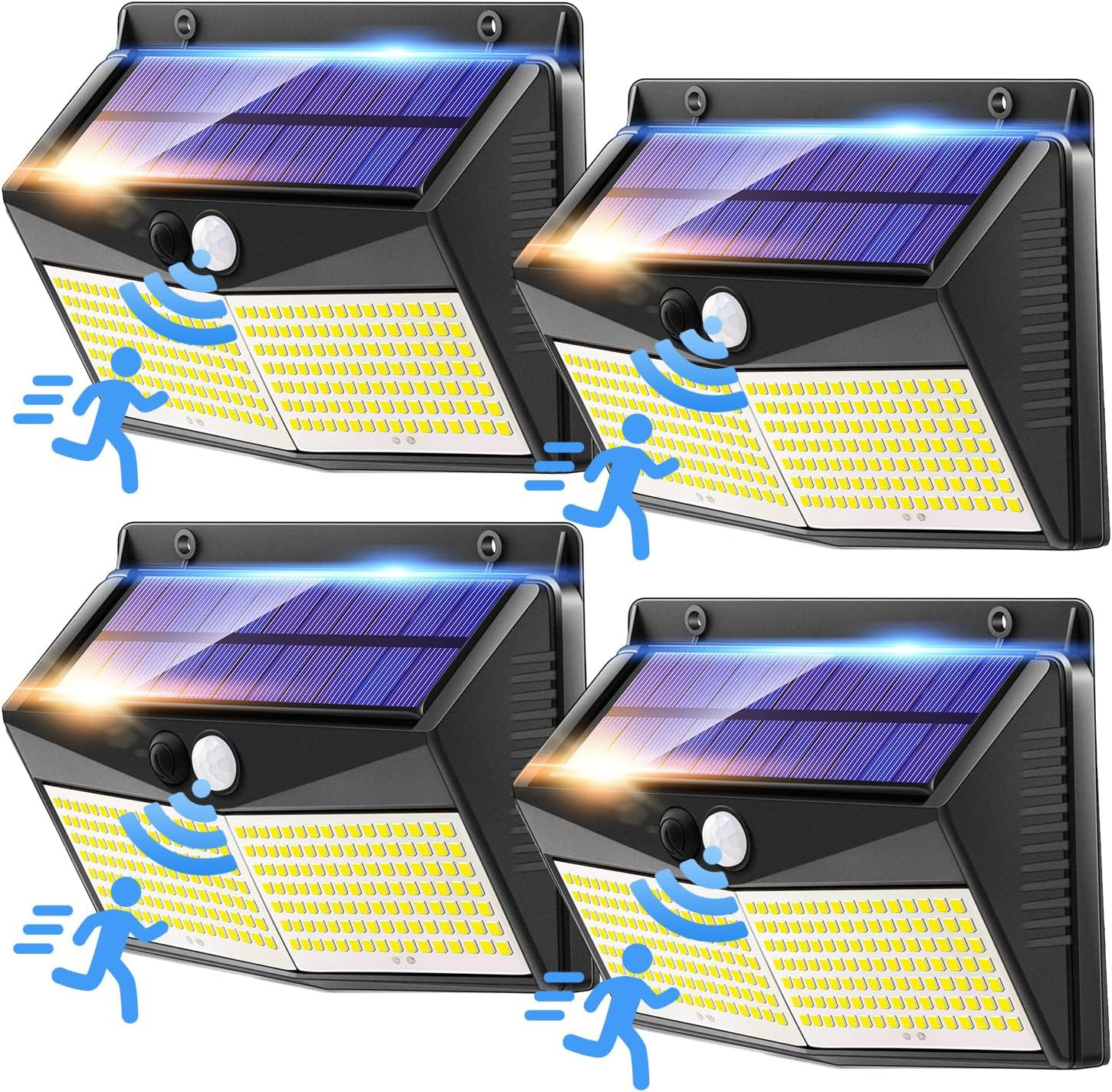 Set 4 Faretti da Giardino Solari 248 LED | Arredo Esterno e Luce IP65