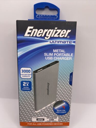 New Energizer 3000mAh Wireless Metal Slim Portable Single USB Phone Charger