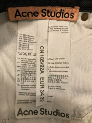 ACNE STUDIOS Men's 1989 Loose Fit Wide Denim Pants Black 34 ACNE STUDIOS Men's 1989 Loose Fit Wide Denim Pants Black 34