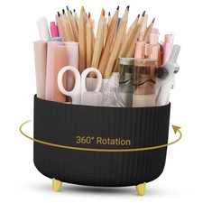 Pencil Pen Holder for Desk, 5 Slots 360 - Degree Rotating Desktop Black