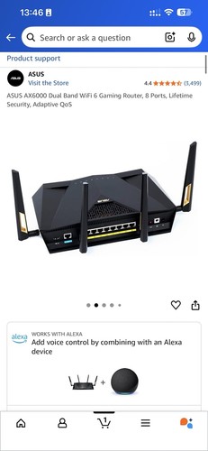 For Parts ASUS RT-AX88U AX6000 4804 Mbps Dual-Band Gigabit Router - Black - Afbeelding 5 van 5