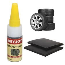 Black Tire Glue with Patch, Sidewall Emergency External Tire Repair Kit, Punc...