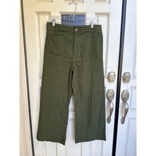 Maeve The Colette Wide Leg Crop Pants Anthropologie Olive Green Size 32
