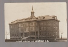 Watertown SOUTH DAKOTA RPPC 1915 LUTHER HOSPITAL  Street Scene SD B3